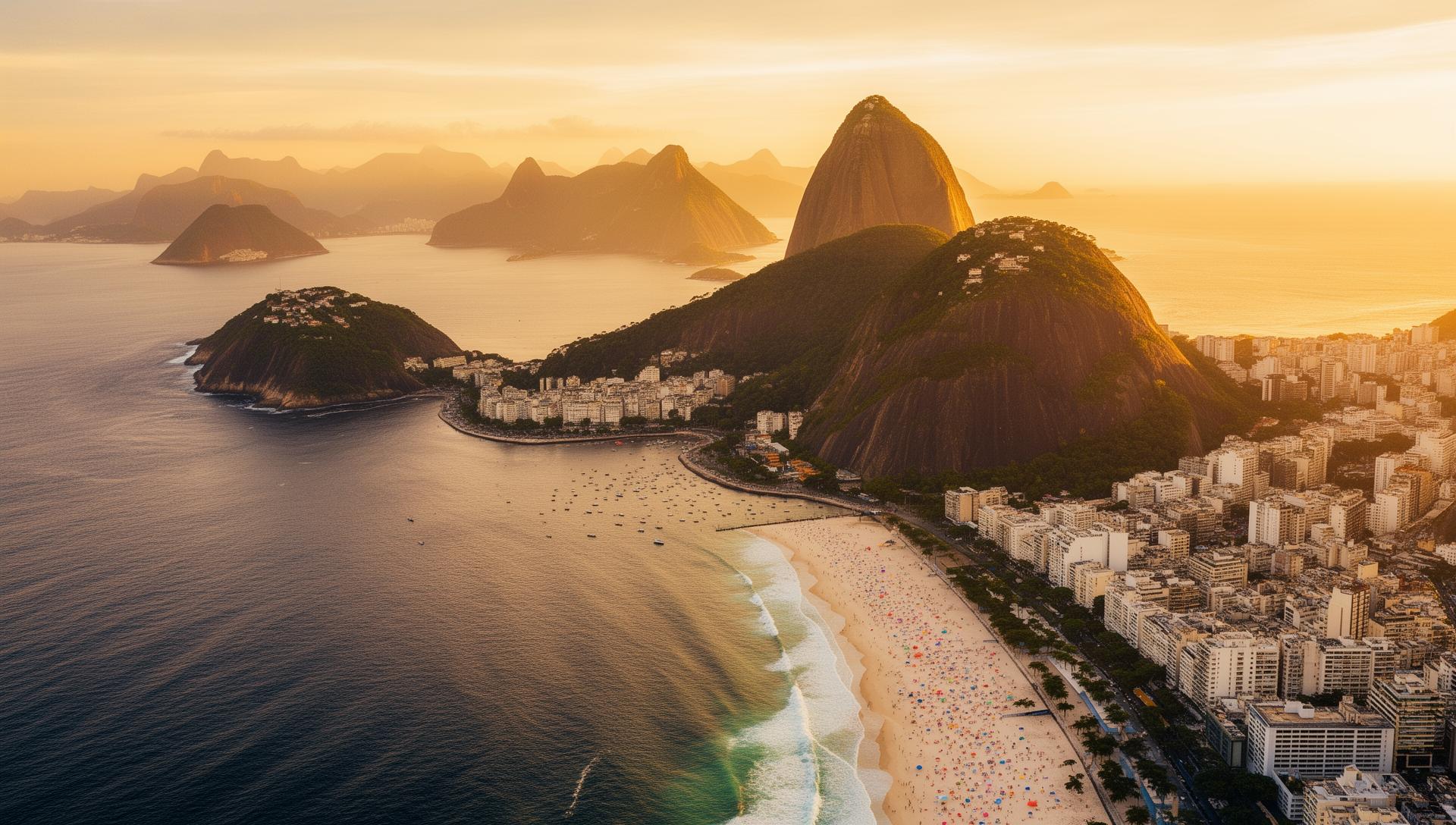 Rio de Janeiro golden hour aerial view